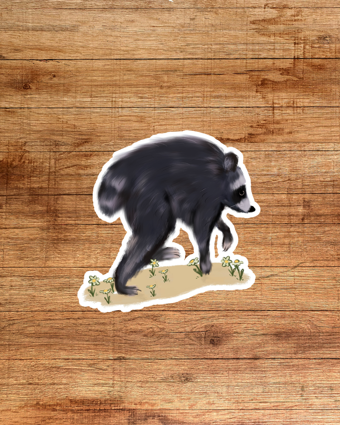 Jimothy the Racoon daisy path sticker
