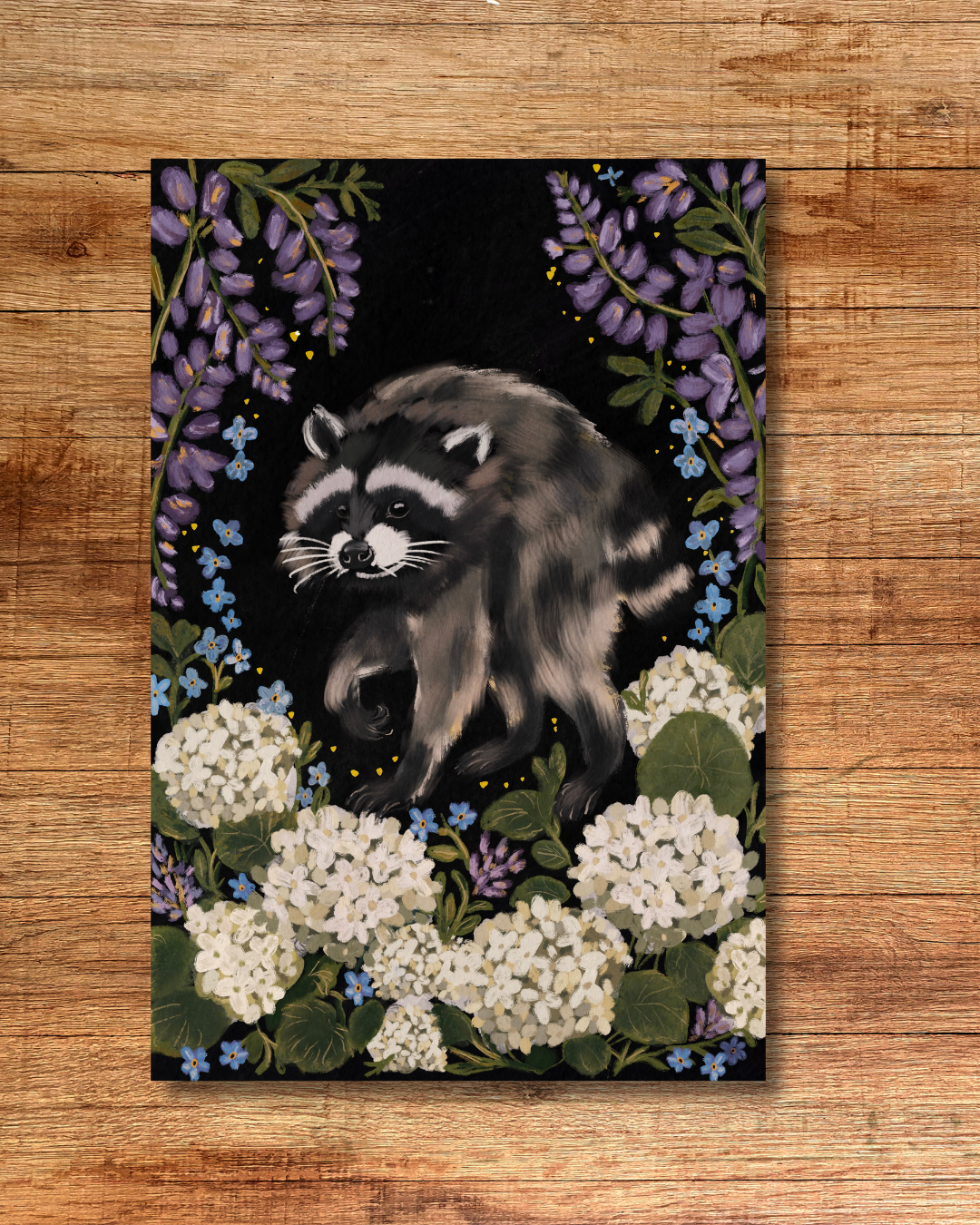 Jimothy the Racoon Floral 5x7 Print