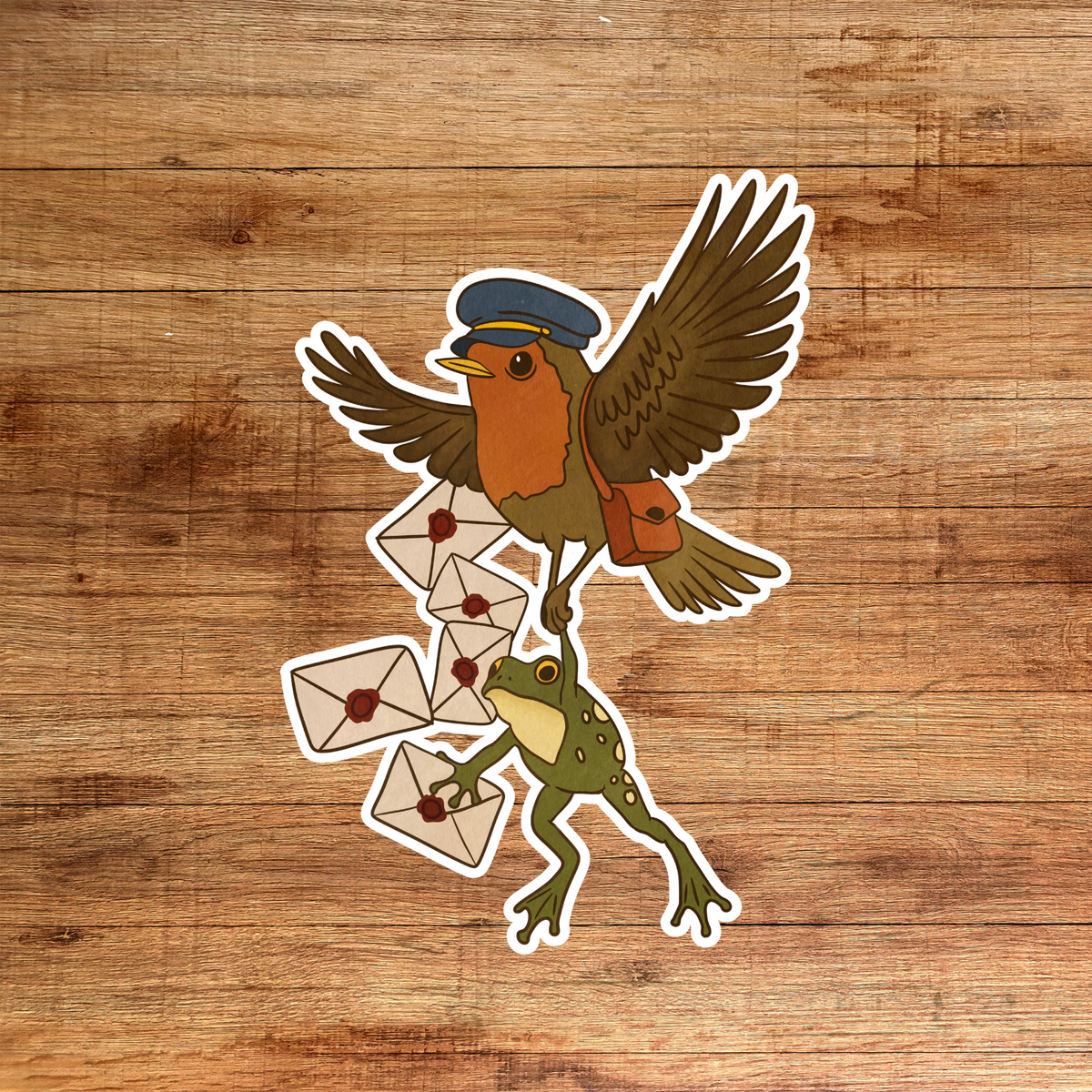Robin & Frog Postal Sticker