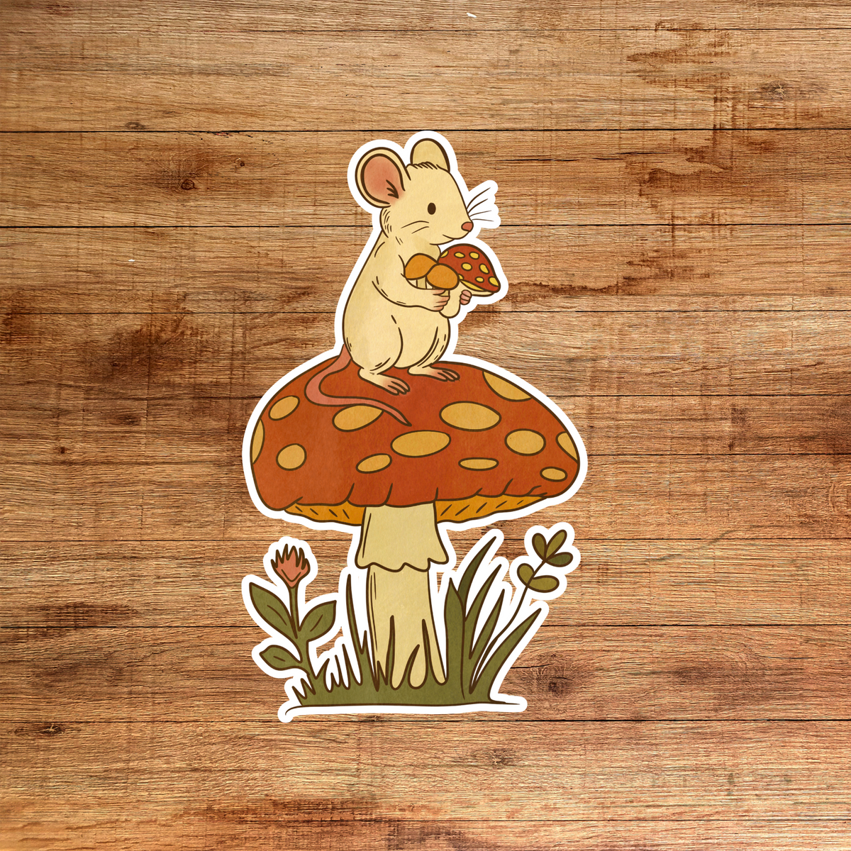 Mouse On A Toadstool Sticker