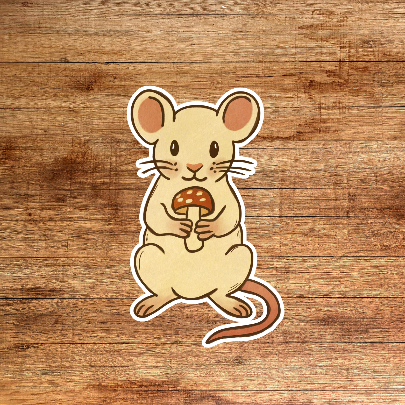 Mouse Holding Mushroom Sticker